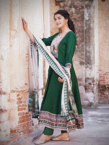 Heritage Green Ready to Wear Anarkali Dress